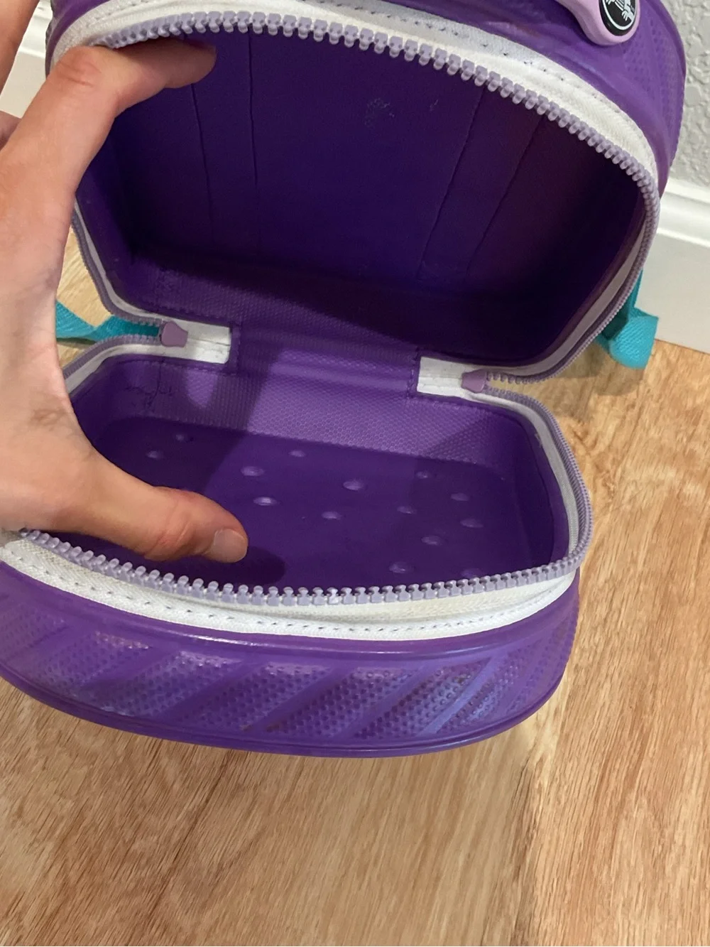 Crocs durable Backpack purple with Teal adjustable Straps zipper closure school